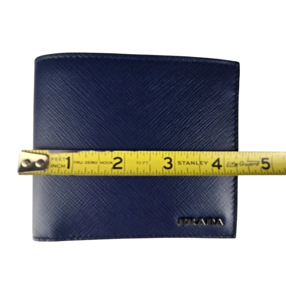 Prada Men's Baltic Blue Billfold Wallet Saffiano Leather in Box NWOT